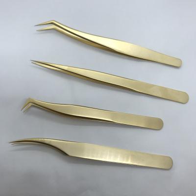 China Wholesale Custom Logo Eyelash Extenstion Russian Volume Eyelash Extension Stainless Steel Tweezers for sale