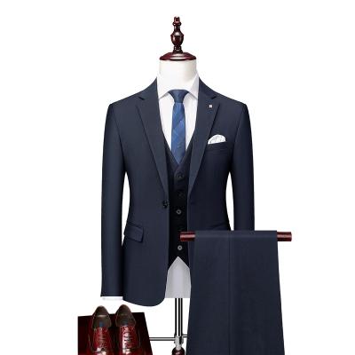 China 2021 New Men's Breathable Suits Slim Fit 3-Piece Wedding Slim and Three-Piece Men's Handsome Wedding Suit Sets for sale