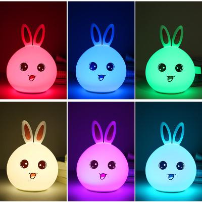 China Night Lighting Chargeable USB Baby Bedside Silicone Rabbit Night Light LED Night Light Faucet Control Cute Lamp for sale