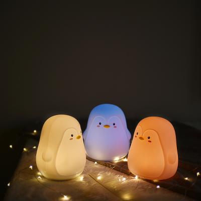 China Cute Room Penguin Color Changeable Silicone Led Night Light For Kids With 7 Colors for sale