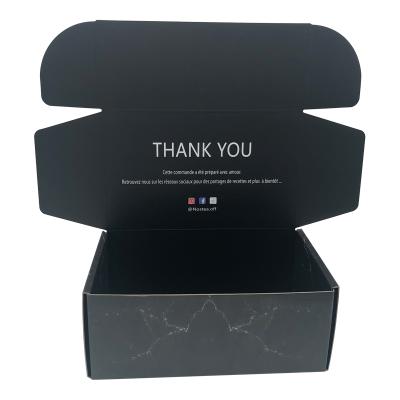 China Recycled Shipping Materials Printing Materials Custom Black Marble Corrugated Mailing Cardboard Hair Packaging Empty Paper Cosmetic Folding Package Marble Boxes for sale