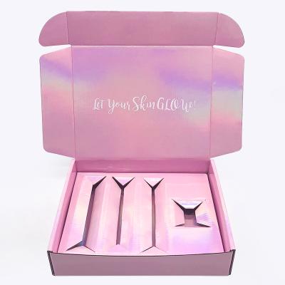 China Recycled Materials Custom Corrugated Paper Box Holographic Mailer Box Cosmetics Nail Products Coffee Monthly Subscription Shipping Box for sale