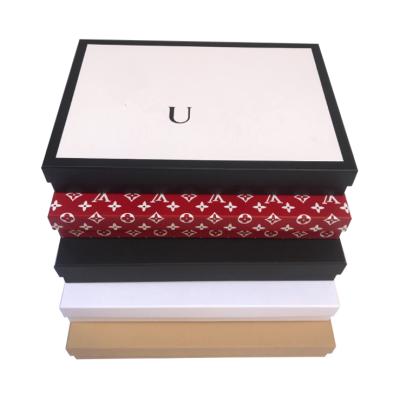 China Recycled Materials Customized 2 Piece Rigid Paper Packaging Black Box Packing Luxury Bulk Custom Printed Apparel Boxes for sale