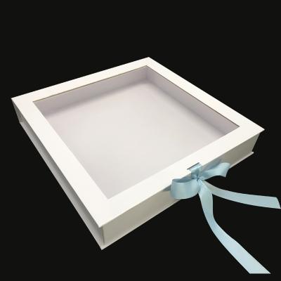 China Custom Reused Materials Logo Window Packaging Box Gift Box Packaging Luxury White Cardboard Packaging Box With Window Paper Clear PVC for sale