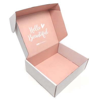 China Recycled Materials Custom Printed Lash Eyelash Carton Makeup Packaging Pink Box White Corrugated Paper Mailing Mailing Boxes With Logo for sale