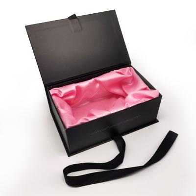 China Luxury Custom Recycled Materials Black Car Logo Wigs Hair Packaging Main Chain Gift Box With Ribbon Silk Satin For Hair Cup Perfume Cosmetic Package for sale