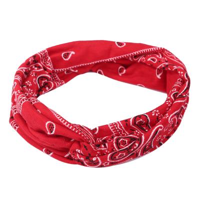 China Popular Cashew Flowers Print Headband Cross Knotted Wide Headband Men Women Women Elastic Headband Yoga Sports Hair Accessories for sale