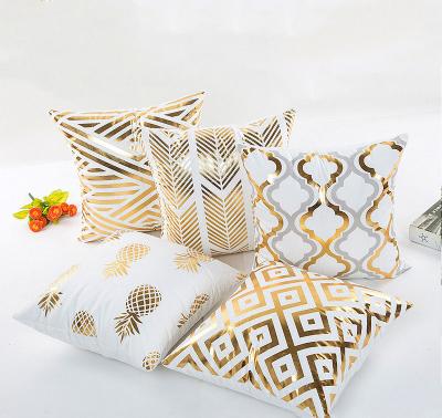 China Gold Foil Print Disposable Geometric Tile Covers Modern Decorative Soft Cushion Covers for sale