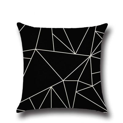 China Plain Black And White Square Linen Fashion Disposable Custom Design Pillow Cover for sale