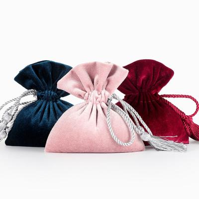 China ANTISTATIC High Quality Tassel Velvet Bag Drawstring Candy Pouch Packaging Bags Wedding Bag for sale