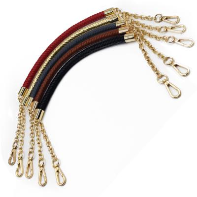 China Wholesale Eco-friendly 60cm PU Leather Woven Chain Handel with Women's Handbag Metal Chain Bag Strap Accessories for sale