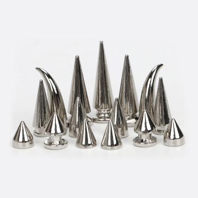 China Nickel Free Silver Cone Bullets Studs And Spikes Open Metal Garment Punk Sharp Rivets For Bag Shoes Dog Collars Leather Handcraft for sale