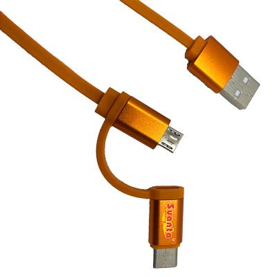 China Hot MP3/MP4 Player Products 3.3ft Tape Usb 2 In 1 Cable 2a Fast Charger Type C Cable For Smart Phone Charger Cable for sale