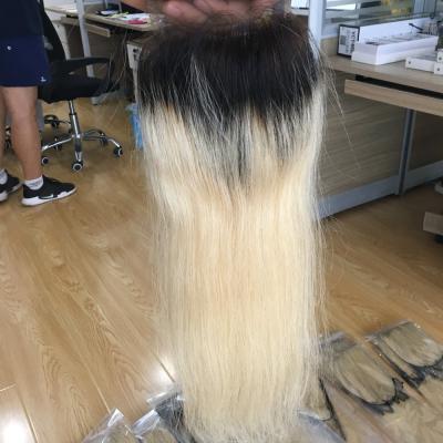 China Silky Straight Closure 1B /613 Wholesale Silky Straight Brazilian Ombre Lace Hair Blonde Wave Hair for sale