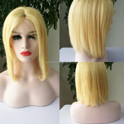 China Real 8 inch silky straight wave virgin hair wig for buy, 613 blonde full lace wig distributor, 8 inch lead doll head wig for sale