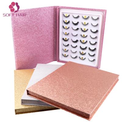 China Feather Eyelash Wholesaler 16 Pairs 5D Mink Eyelashes 25mm Mink Lashes Custom Packaging Box lashes book for sale