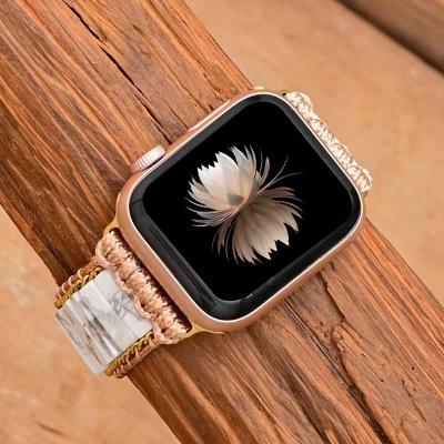 China Easy Installation Apple Watch Iwatch Band 38 42 44 Mm Graceful Bohemian Tube Shape White Howlite Apple Watch Strap Handmade Unique Watch Strap for sale