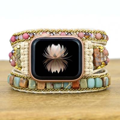 China Bohemian Hot-selling Iwatch Band Apple Watch Band Wax Rope Bracelet Vegan 3 Wrap Bracelet 38/42 mm Watch Band for sale