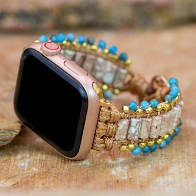 China Wholesale High Quality Handmade Natural Stone Watch Band Strap Strap 45mm 44mm 42mm 41mm 40mm 38mm Apple Watch Band Buckle Easy Installation for sale