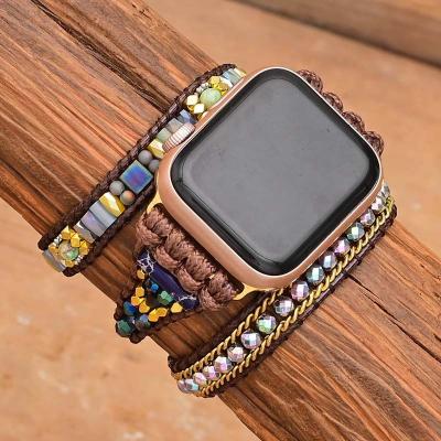 China Easy Installation Hot Selling Natural Stone Strap For Apple Watch Band 38mm 42mm Smart Watch Agate Wrap Bracelet For Series 7/6/5/4/3/2/1/ Iwatch OS for sale