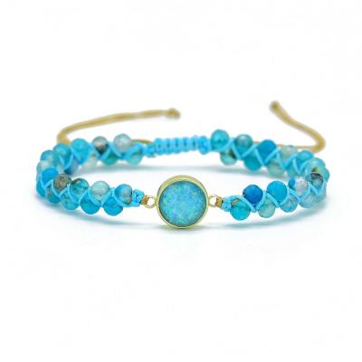 China BOHEMIA Women Gift Opal and Blue Quartz Bangle Emotional Healing Stone Bracelet for sale