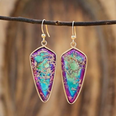 China Natural Bohemia Jasper Stone Arrow Shape Earrings Mix Color Stone Earrings from BOHEMIA Women's Outstanding Jewelry for sale