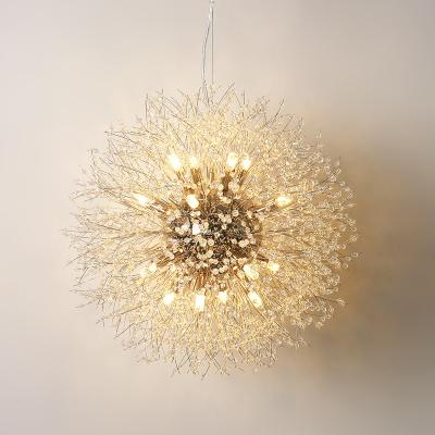 China Modern Nordic Simple Crystal Dandelion Chandeliers Pendant Lamp Indoor Hanging Decor For Foyer Living Room Hotel for sale