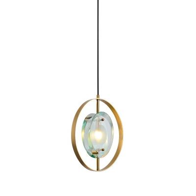 China Modern Postmodern Wrought Iron LED Crystal Luxury Ring Design Pendant Light Indoor for Dining Room Bedside for sale