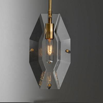 China Small modern simple crystal decorative led brass copper pendant lamp pendant light for living room cafe for sale