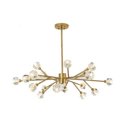 China 2021 Modern luxury fashion full mini copper crystal ball LED sputnik light fixture chandelier for living room for sale