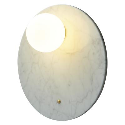 China Zhongshan Round Marble Glass Ball Dish Brass Hotel Contemporary Modern Bedroom Interior Decorative Sconce Wall Light for sale