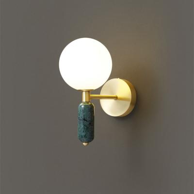 China Zhongshan 2021 Newest Minimalist Product Mini Brass Marble Hotel Bedside Sconce Wall Mounted Lamp for sale