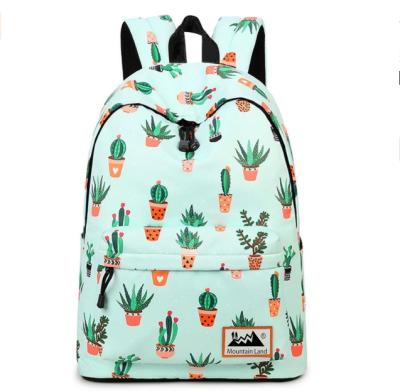 China 2020 customs anti-theft fashion teenage school backpack for girls print backpack purse cactus for sale