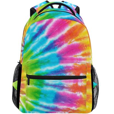 China Waterproof Backpacks Strap Dye Rainbow Spiral Pattern College School Satchel Travel Hiking Hiking Camping Daypack for sale