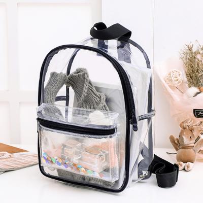 China Hot Selling Fashion School Bag PVC Transparent Waterproof Large Clear Adjustable Strap Clear Student Backpack for sale