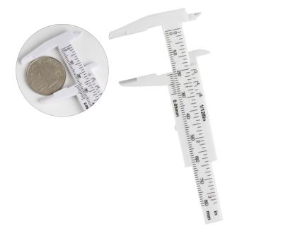 China White Permanent Makeup Tattoo Kit 80MM 150MM Mini Plastic Caliper ABS Metric Inch Slide Caliper For Eyebrow for sale