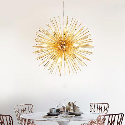 China Modern Design Home Hotel Deco Modern Design Ceiling Wooden Hanging Dandelion Restaurant Chandelier Pendant Light for sale