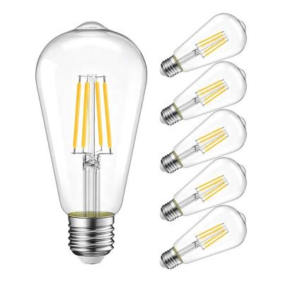 China Warehouse Vintage Edison LED Filament Light Bulb E26 110V E27 220V Dimmable 4W 6W 8W Vintage Hotel ST64 Dimmable 4W 6W 8W Cheap Fast Delivery Clear Glass Bulbs for sale