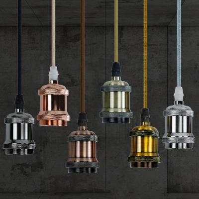 China Cheap Retro Lamp E27 Aluminum Multi Color Pendant Light Single Vintage Holder Decorative Single Head Hanging Light Retro Pendant Lamp for sale