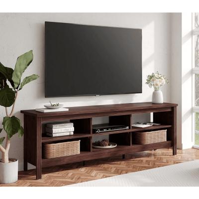 China Customized Farmhouse TV Stand for 75 inch TV Entertainment Center , Brown Wood Storage Cabinet TV Console for Living Room and Bedroom for sale