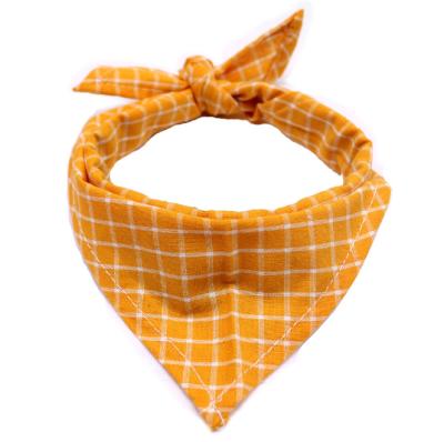 China BSCI Factory Sustainable Pet Triangle Bibs Dog Neckerchief Plaid Cotton Dog Bandanas for sale