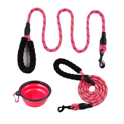 China Durable Retractable Strong Dog Rope Leash With Collapsible Pet Bowl for sale