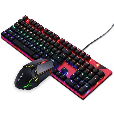 China Best Selling Anti-ghosting Mechanical Keyboard 104-Keys Axis Color Wired Keyboard and Mouse Combination for sale