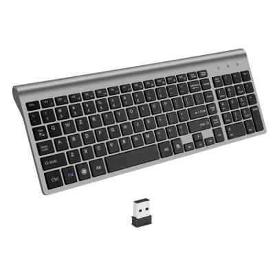 China hot sale 104 usb sticks laptop 2.4g wireless plug and play hot gray slim keyboard for sale