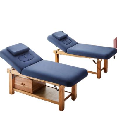 China Eco-friendly Luxury Hot Sale Beauty Salon Massage Wooden Leg Mattress Cotton Furniture Salon Thailand Style Bed Facial Table For Beauty Salon for sale