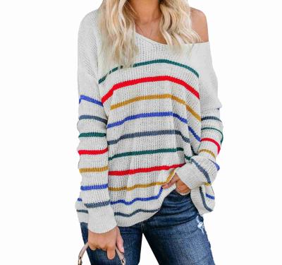 China Anti-wrinkle Suppliers Chinese Blue Striped Knit Warm Sweater Sweater Jumper for sale