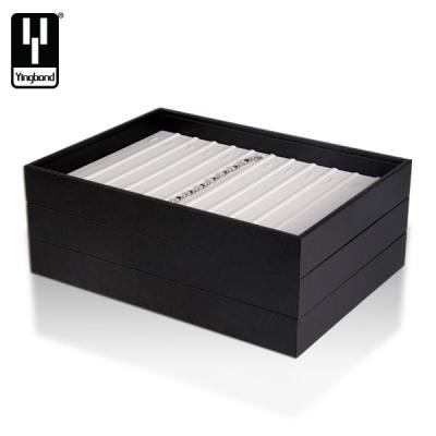 China Wholesale Luxury Customized Jewelry Shop Display Trays For Ring Necklace Earrings Holder Organizer Leather Stackable Jewelry Tray for sale