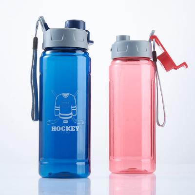 China Wholesale Gym Viable Tritan Water Bottle Plastic With Rope Top Narrow Mouth Flip Lid Custom Logo for sale