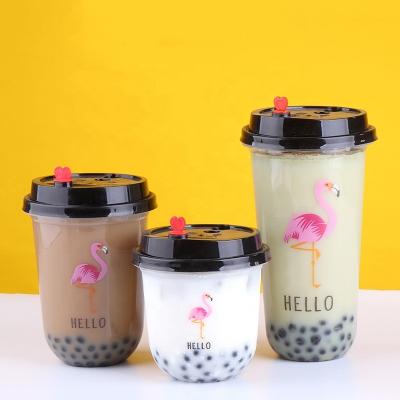 China 2021 Single Wall Hot U Shape Disposable Plastic Tea Cup For Milk Tea for sale