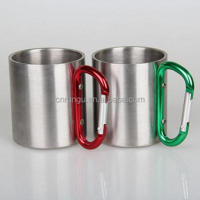 China Sustainable Stainless Steel Coffee Travel Mug With Carabiner Handle for sale